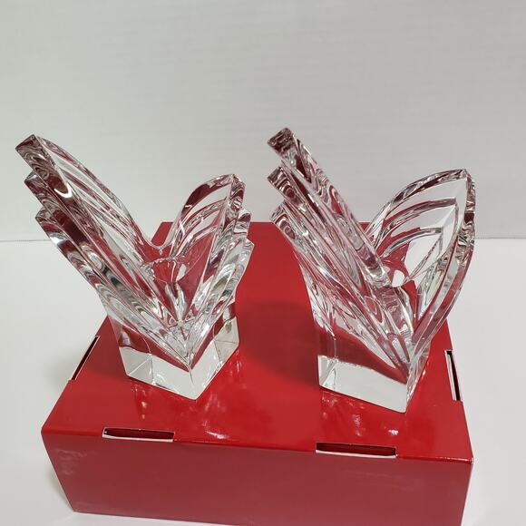 Mikasa Candle Holders Pair Taper Lead Crystal Art Deco Style 1990s Tulip Germany - Picture 15 of 16